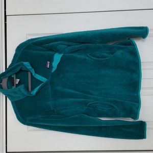Patagonia synchilla popover size large turquoise blue euc